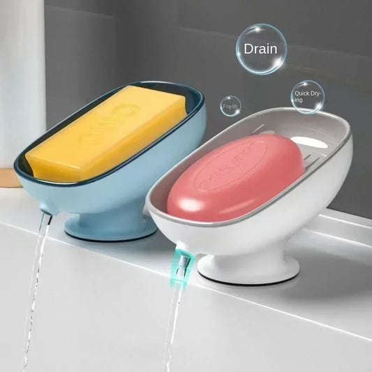 1pc Super Suction Cup Soap Dish with Drain Water for Bathroom Soap Holder Kithcen Sponge Holder Soap Container Bathroom Supplies Peaceful Pleasures Health and Wellness