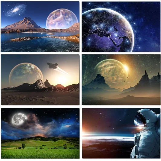 Surrealism Space Galaxy Canvas Wall Art | Stars & Planets Print Canvas Wall Art Peaceful Pleasures Health and Wellness