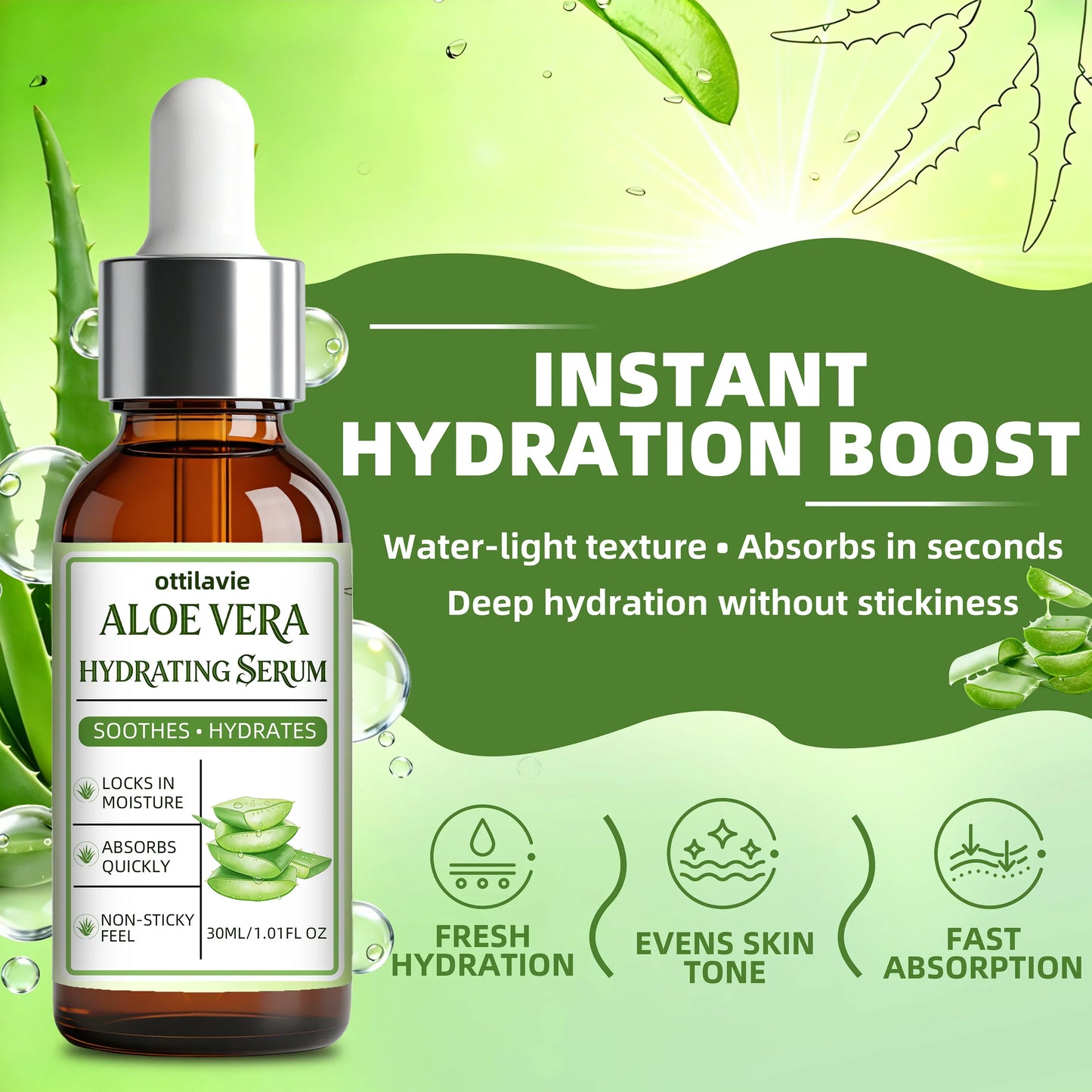 Ottilavie Aloe Vera Hydrating Face Serum – All Skin Types