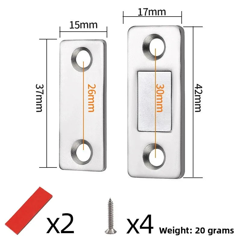 Magnetic Cabinet Catch L-Shaped Punch-Free Invisible Door Closer