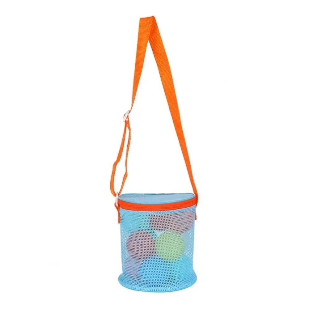 Shelling Collecting Tools Beach Mesh Bag Extra-Large Adjustable Straps Beach Storage Bags Shell Collecting Bag Pool Storage Peaceful Pleasures Health and Wellness Blue Orange