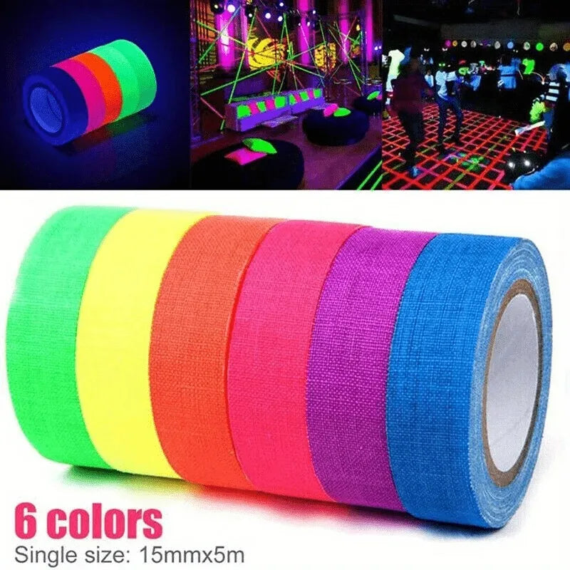 2026 Neon UV Glow Cotton Tape for Party Safety Warning Gaffer Tape with Home & Wedding Decorations Glow-in-the-Dark Tape Peaceful Pleasures Health and Wellness