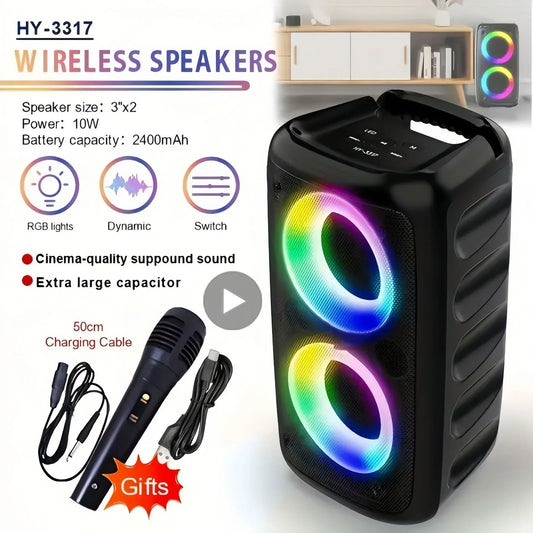 Portable Karaoke Bluetooth Speaker with Mic, FM Radio & LED Light Portable Bluetooth Speaker Oasis Select