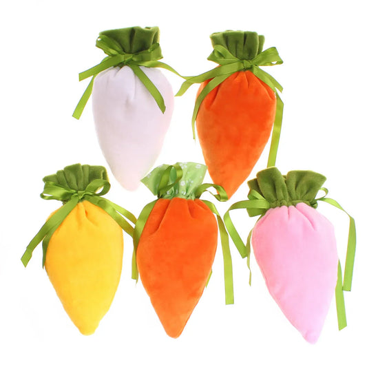 Easter Carrot Drawstring Gift Bag | Cute Velvet Candy Bag Easter Gift Bag Oasis Select