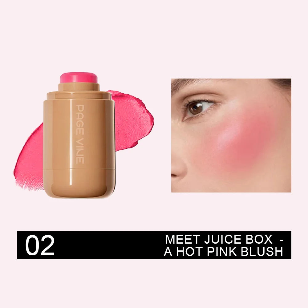 New Blush Stick 3-in-1 Cheek Lip Tinted Moistured Blush Stick Silky Brighten Blush Cream Blusher Cosmetics Tubes Matte Contour Peaceful Pleasures Health and Wellness 02juice box