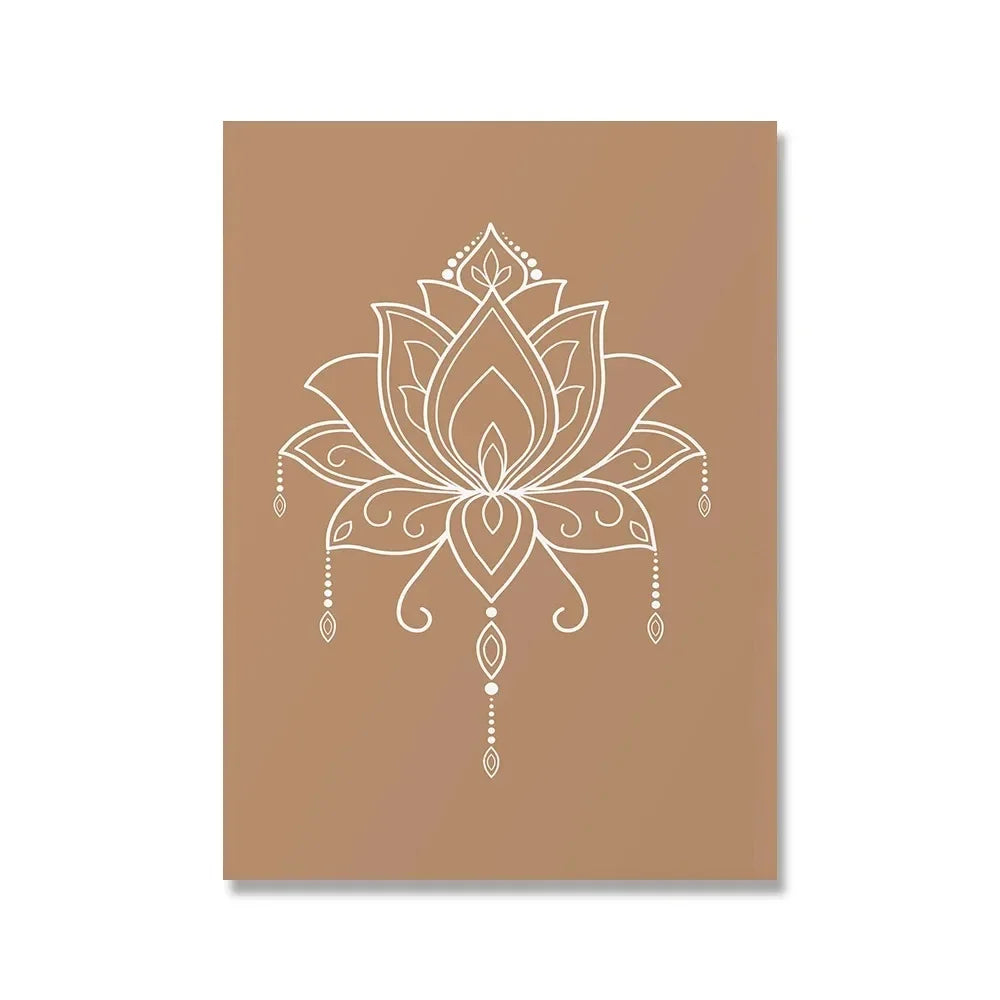 Mandala Buddha Lotus Abstract Boho Wall Print Canvas Painting Poster Picture Zen Line Living Room Home Interior Decor Peaceful Pleasures Health and Wellness 2 50x70cm Unframed