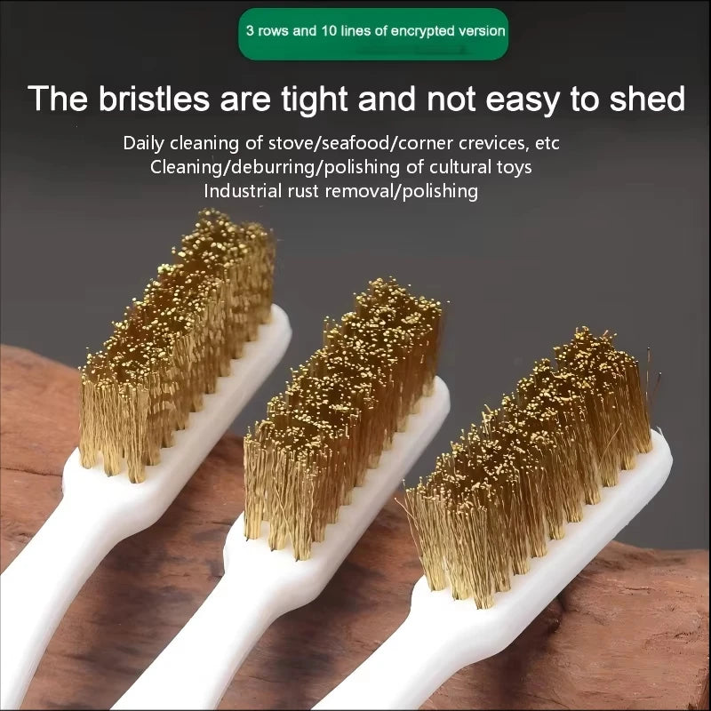 3 Mini Brass Wire Brush Paint Rust Removal Industrial Metal Polishing