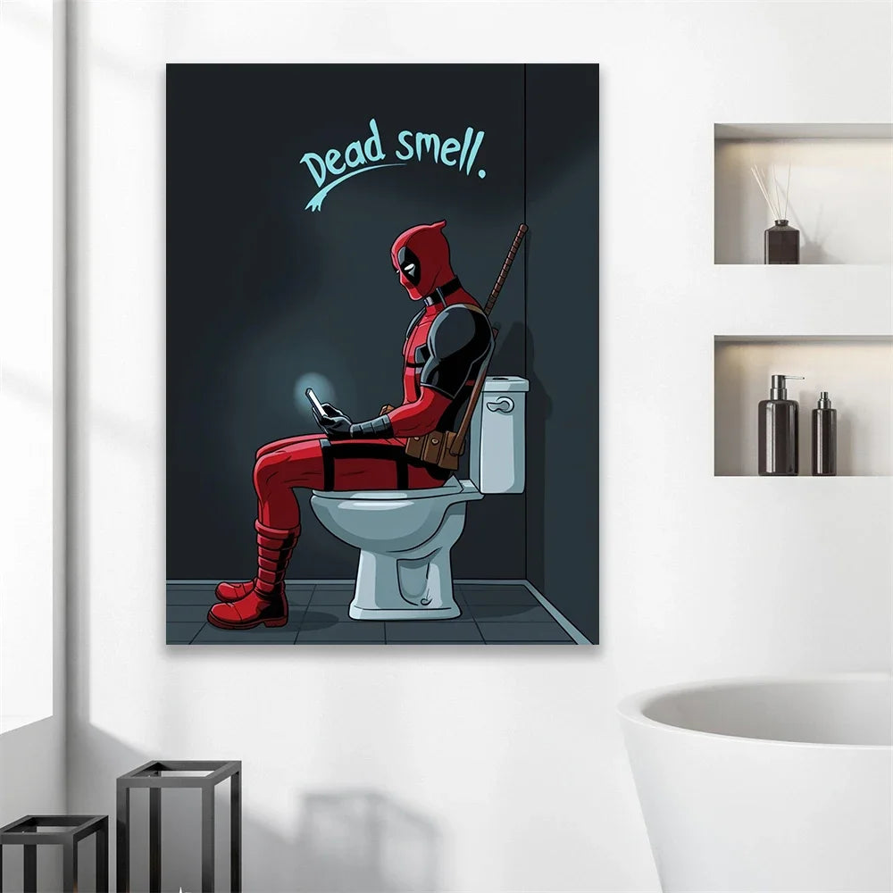 Deadpool Funny Bathroom Poster Sweet Baby Jesus Art Print Disney Superhero Toilet Canvas Painting Home Bathroom Toilet Decor Peaceful Pleasures Health and Wellness