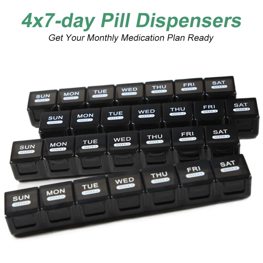 Pill Organizer Monthly, Moisture-Proof 4 Weeks Pill Box, Medicine Organizer One Month, Pill Container for Vitamin, Supplements Peaceful Pleasures Health and Wellness
