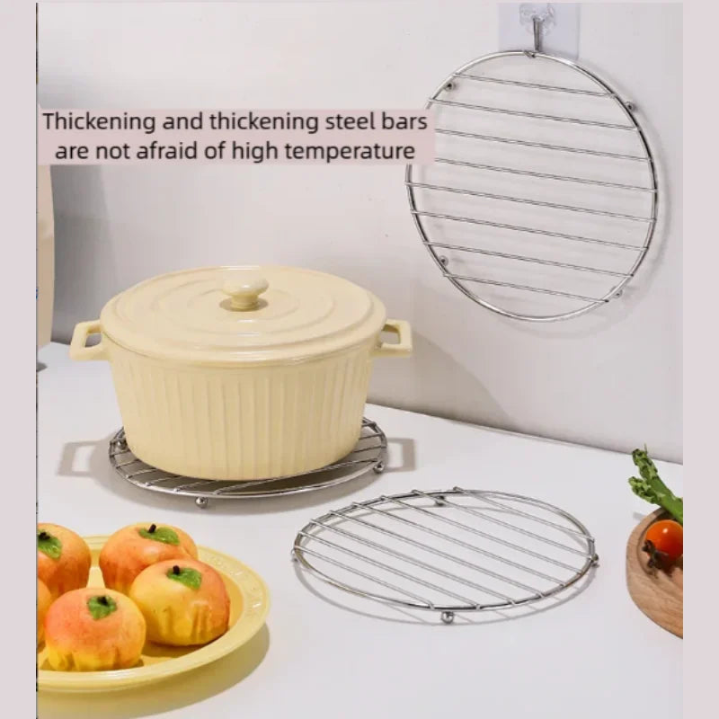 Thick Stainless Steel Pot Holder Insulation Rack, Home Kitchen Versatile Steamer Stand, Heat Resistant Bowl Dish Drying Rack Peaceful Pleasures Health and Wellness