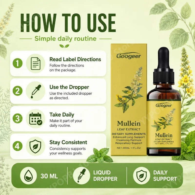 Mullein Herbal Formula Plant-Based Liquid Drops 30ml | Daily