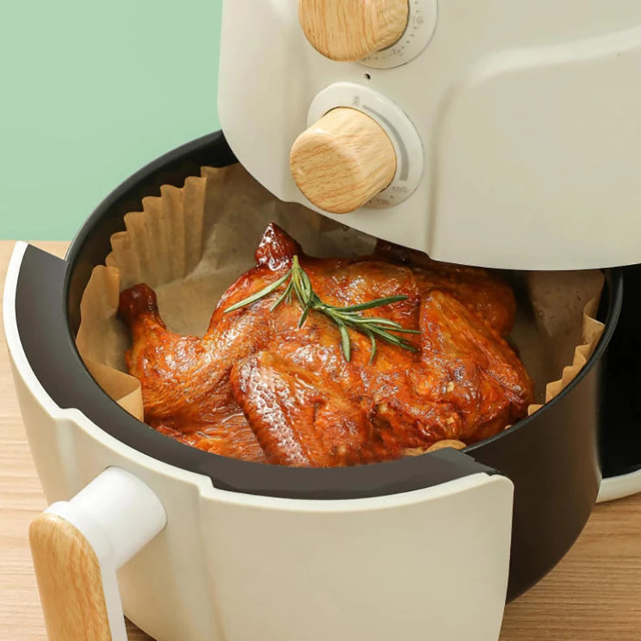 Air Fryer Liner Round Parchment Paper – 100 or 200 Pack 7.9" Unbleached Non-Stick Disposable Baking Liners