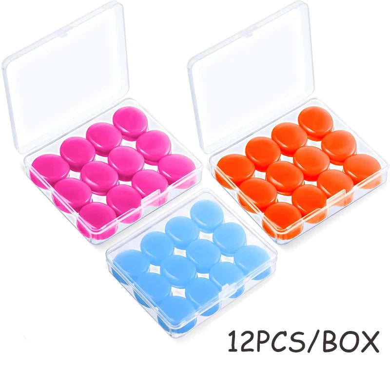 12-Pack Reusable Moldable Silicone Earplugs – Sleep, Swim & Study