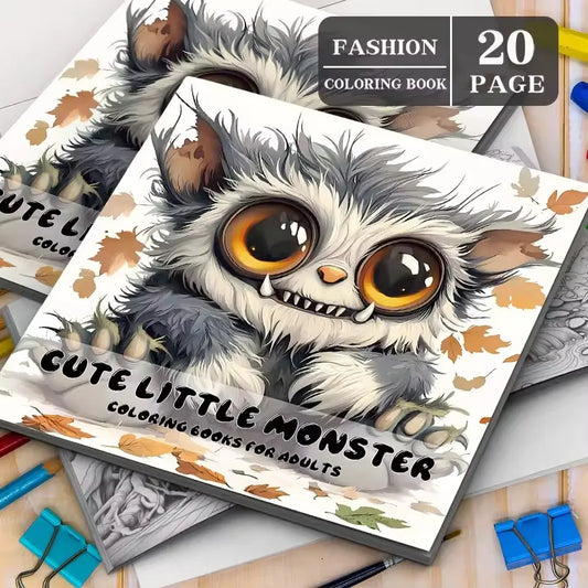 Little Monster Coloring Book 20 Pages Adult Picture Animals Drawings Peaceful Pleasures Health and Wellness