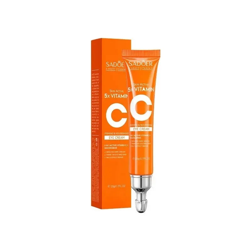 SADOER Vitamin C Eye Cream Anti Dark Circles Eyes Bags Remover Moisturizing Brightening Firming Skin Care Products for Eyes Peaceful Pleasures Health and Wellness 1pcs