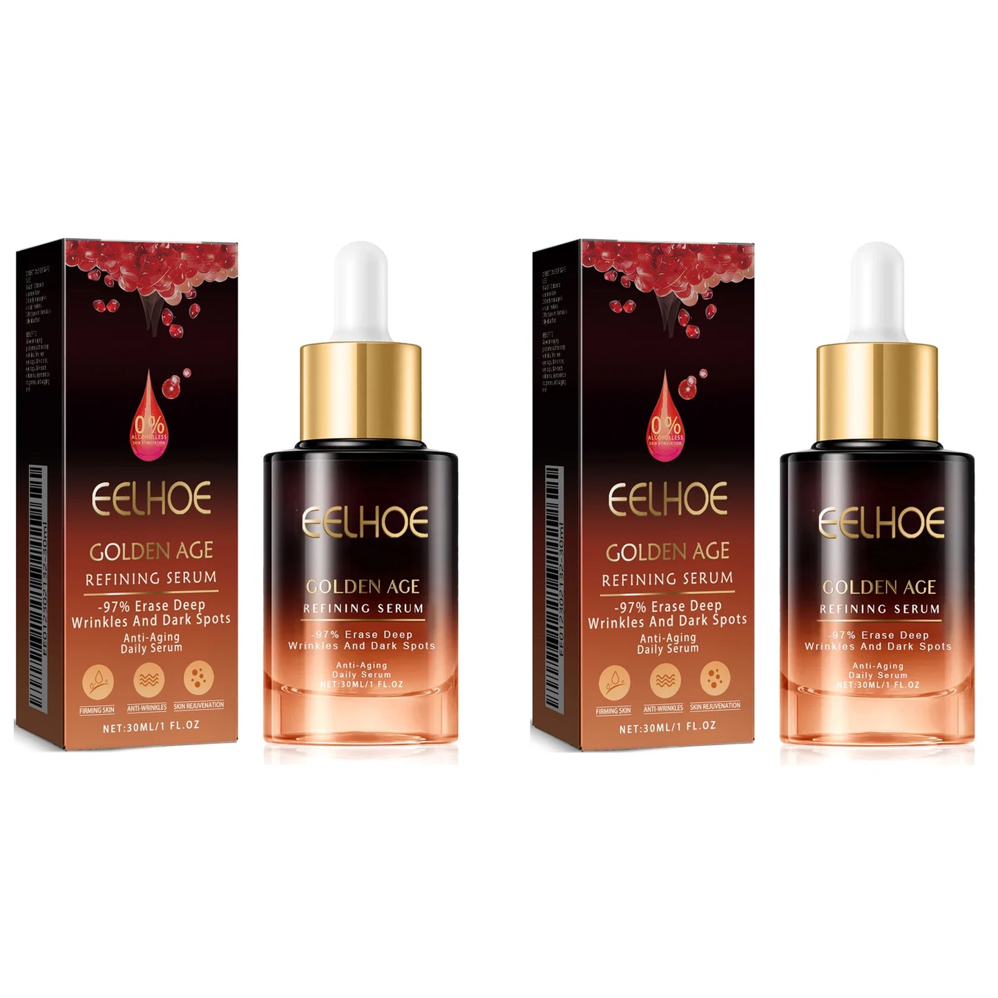 Golden Age Refining Serum Deeply Nourishing Reduce Fine Line Lift and Tighten the Skin Control Oil Moisturizing Facial Essence Peaceful Pleasures Health and Wellness 2 x 30ml Boxed