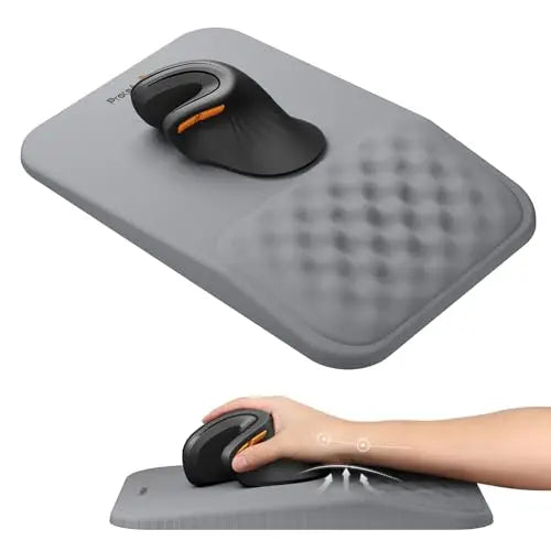 Ergonomic mouse pad with wrist rest, mouse pad with massage design, soft memory foam and non-slip PU base for pain relief. Suita Peaceful Pleasures Health and Wellness GRAY M