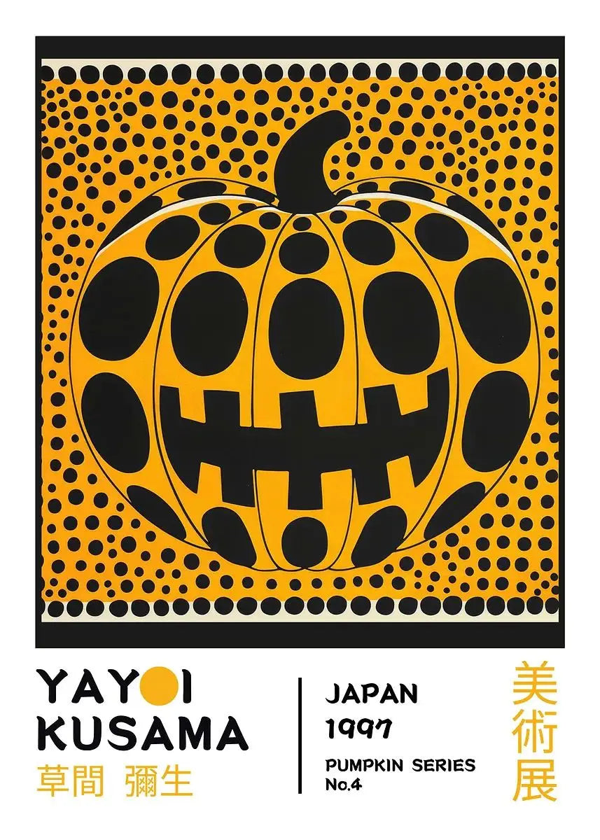 Yayoi Kusama Pumpkin Abstract Canvas Wall Art | Nordic Modern Print Canvas Wall Art Print Peaceful Pleasures Health and Wellness