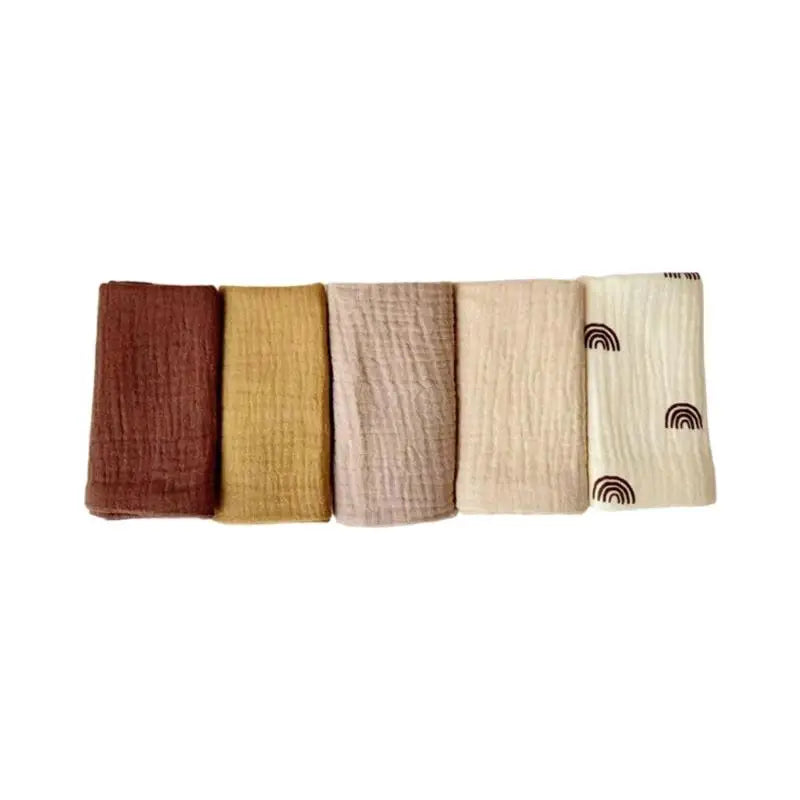 5-Pack Baby Burp Cloths | 4-Layer Soft Cotton Face Towels