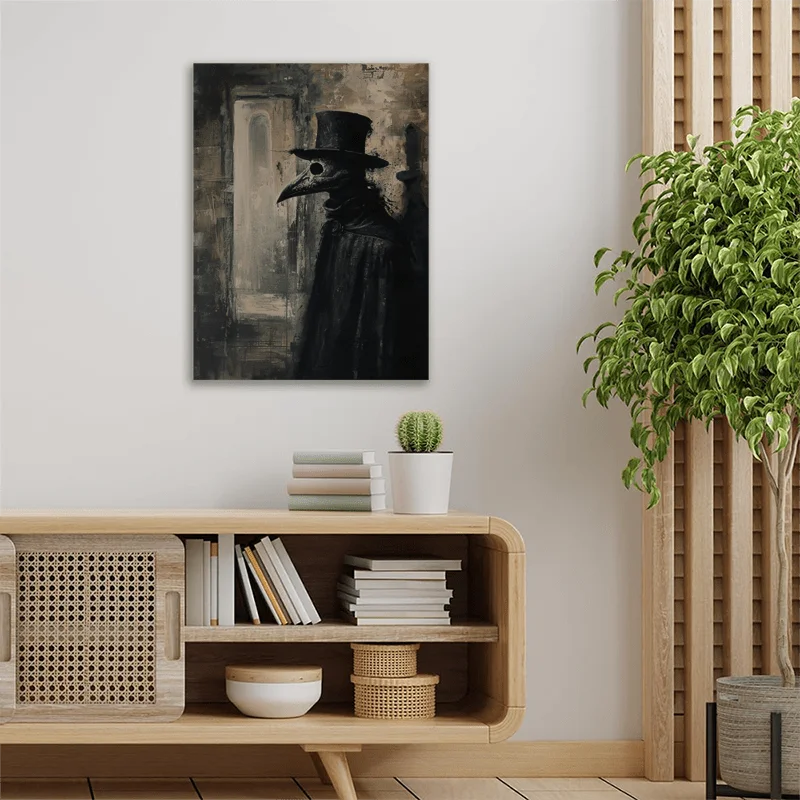 Spooky Gothic Plague Doctor Canvas Wall Art Dark Academia Style Frameless Painting, Perfect for Halloween, Home Decor Poster Peaceful Pleasures Health and Wellness