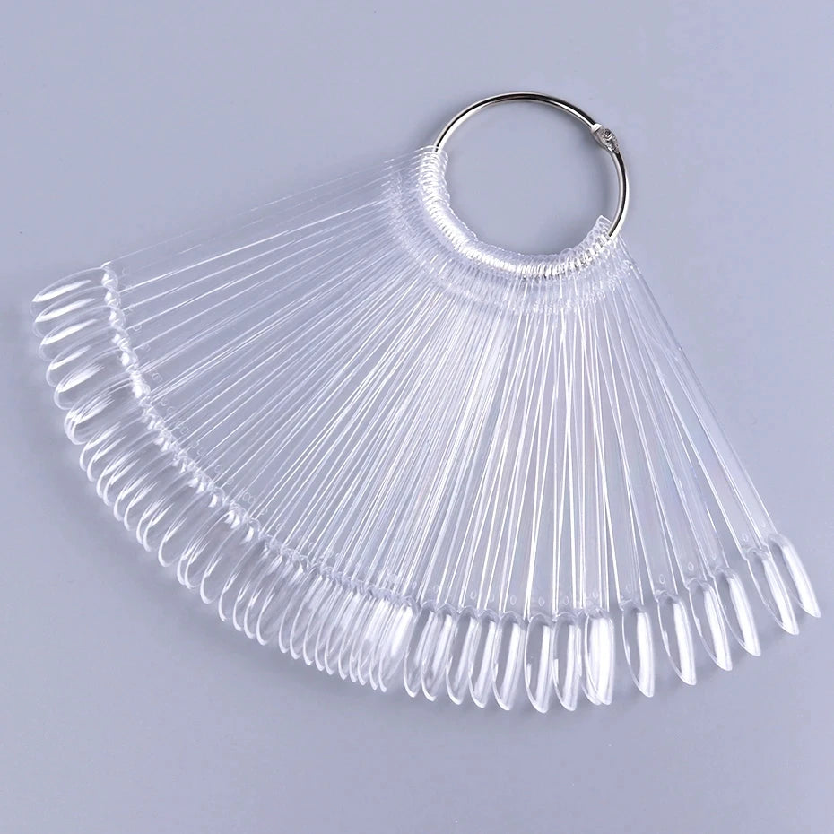 50pcs Oval Fan Nail Display Tips | UV Gel Polish Swatch Chart