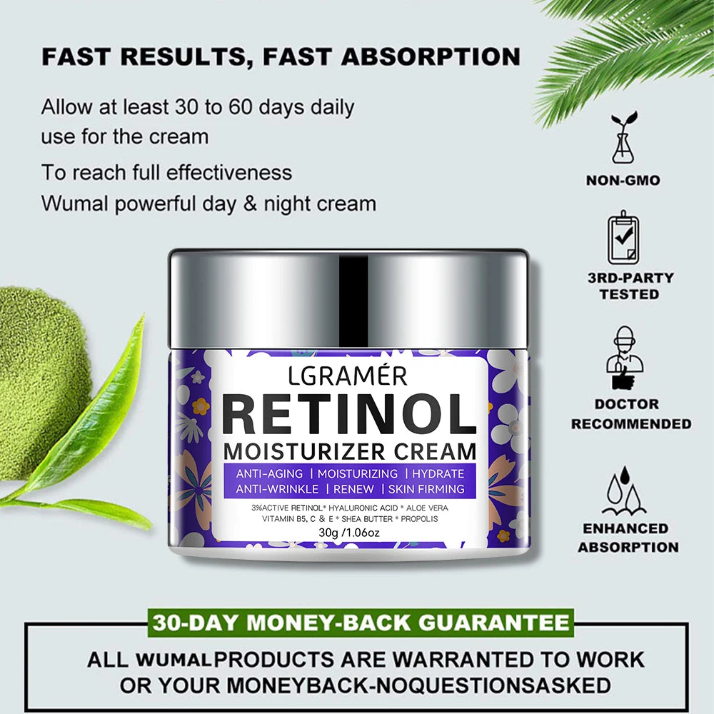 Retinol Moisturizing Face Cream Repairing Nourishing Brightening Skin Younger Facial Lifting Firming Smooth Wrinkles Skin Care Peaceful Pleasures Health and Wellness