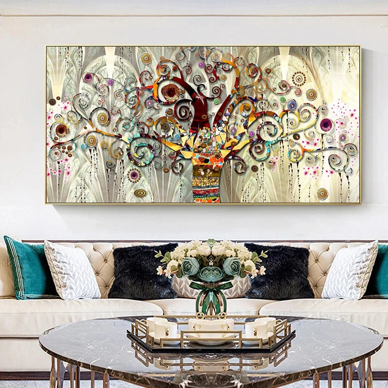 Abstract Luxury Flowers Canvas Painting, Golden Rich Tree, Wall Art Posters Money Tree Prints, Living Room, Porch, Home Decor Peaceful Pleasures Health and Wellness fj5 13 40x80cm