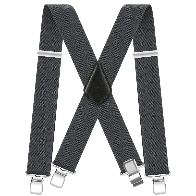 Men's Heavy-Duty 2-Inch Wide Adjustable Elastic Work Suspenders with Sturdy Clips X-Back Design for Durable Support Peaceful Pleasures Health and Wellness