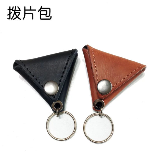 Leather Guitar Picks Holder Bag Triangle Plectrum Keychain Pocket Peaceful Pleasures Health and Wellness