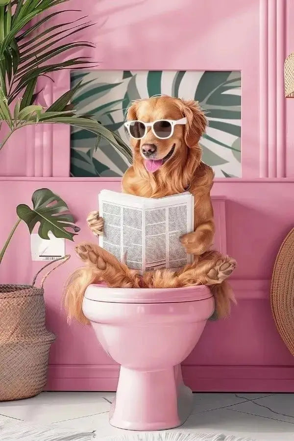 Funny Toilet Animals Canvas Wall Art | Bathroom Decor Poster