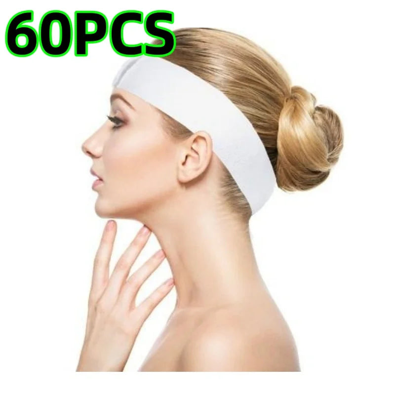 Disposable Spa Headbands Velcro Elastic – Black & White 10–100 Pack Spa Headbands Peaceful Pleasures Health and Wellness 60Pcs
