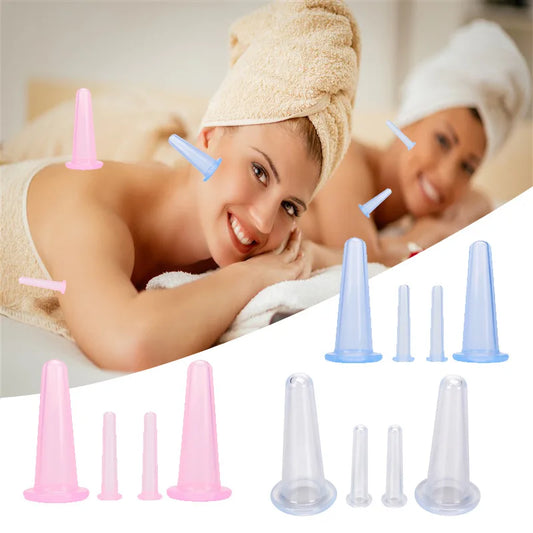 7PCS/Set Silicone Massage Jars Suction Cup Plastic Dampness Expelling Body Release Pain Vacuum Cans Banks Peaceful Pleasures Health and Wellness