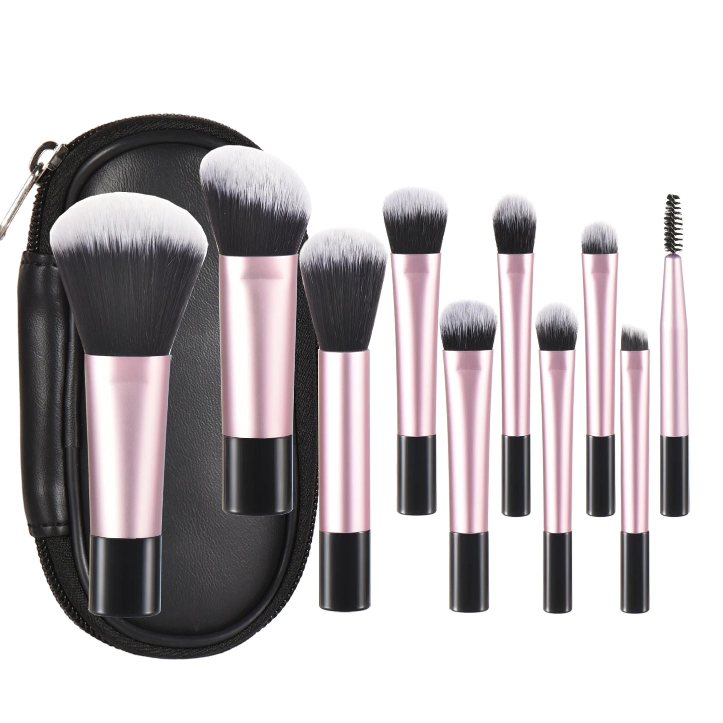 10-Piece Pink Mini Travel Makeup Brush Set | Professional Tools