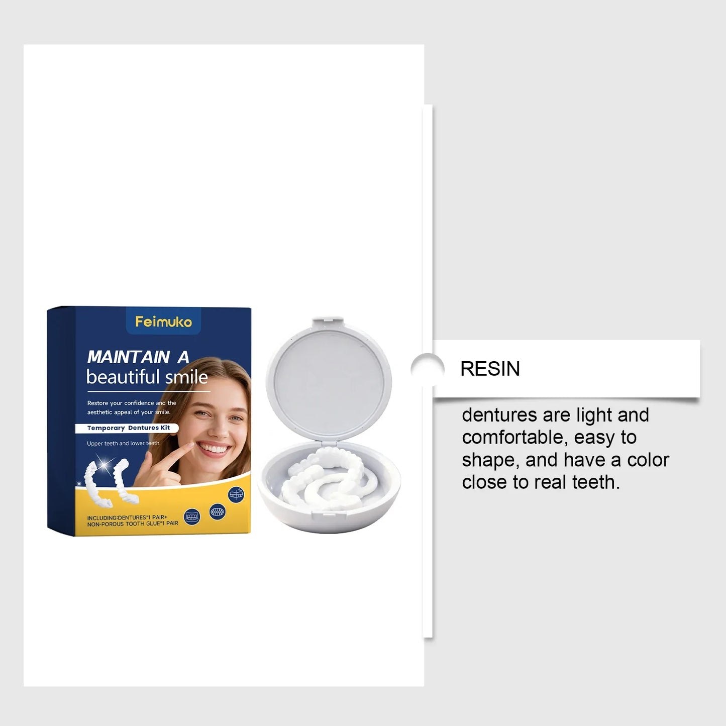 Snap-On Cosmetic Veneers – Reusable Fake Teeth Upper & Lower