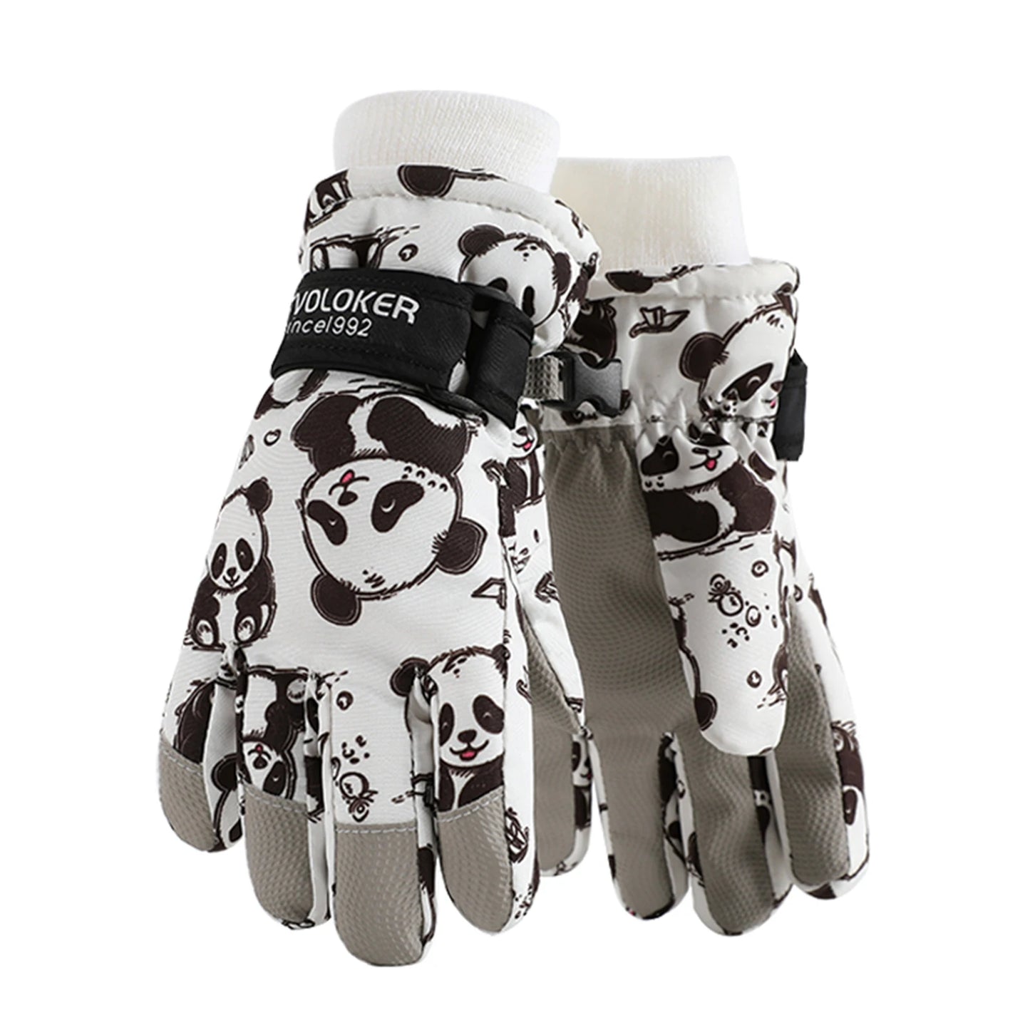 Kids Winter Ski Gloves Thermal Fleece Lined Lightweight Warmth Boys Girls Full Palm Non Slip Gloves for Outdoor Skiing Running Peaceful Pleasures Health and Wellness Panda S