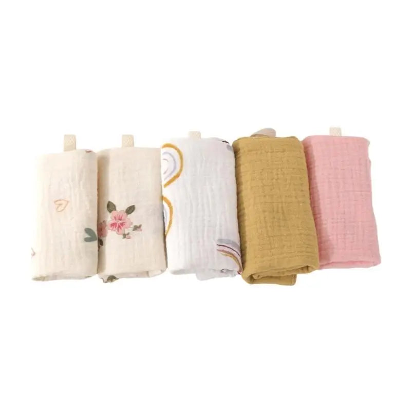 Baby Washcloths 5-Pack | 4-Layer Soft Cotton Muslin Towels