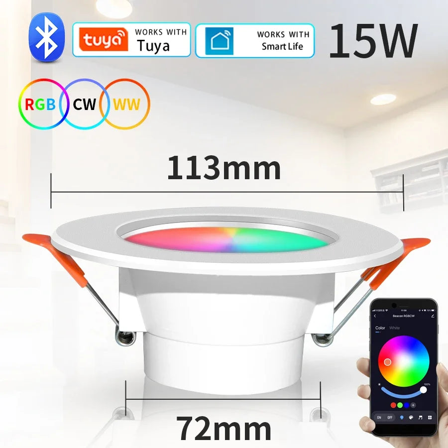 Tuya Smart LED Downlight 15W RGB Bluetooth – Alexa & Google
