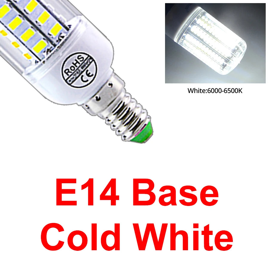 AC 220V E14 E27 LED Corn Bulb 24 36 56 72 LEDs 5730SMD Lampada LED Household Chandelier Spotlight Replacement Halogen Lamp Peaceful Pleasures Health and Wellness E14 Cold White 56 LEDs