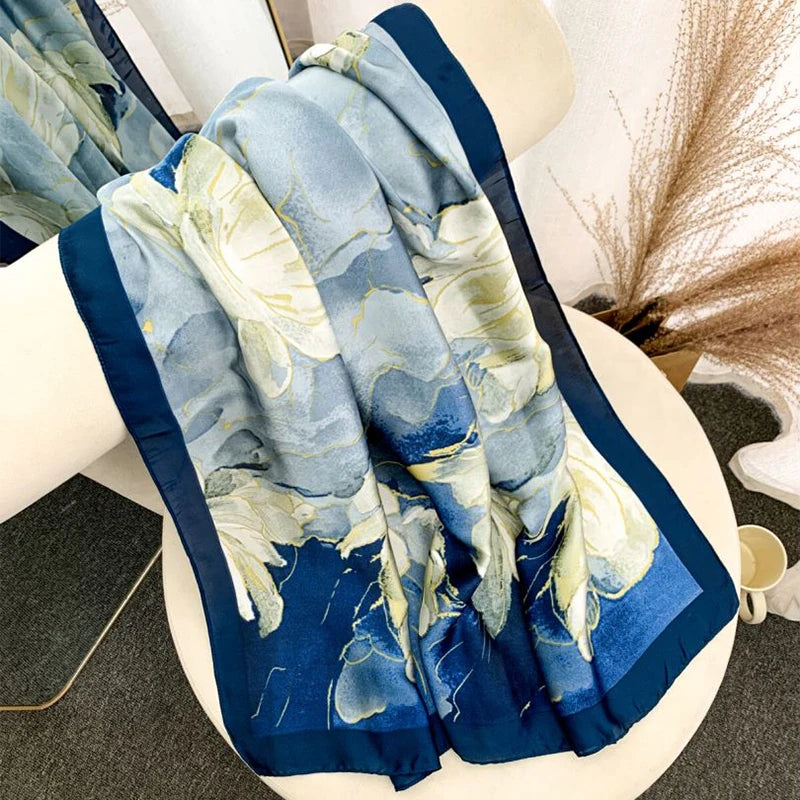 Spring Scarf Women's Luxury Design Scarf Silk Smooth Scarf Soft Muslim Headband Shawl Beach hijabs for woman Peaceful Pleasures Health and Wellness