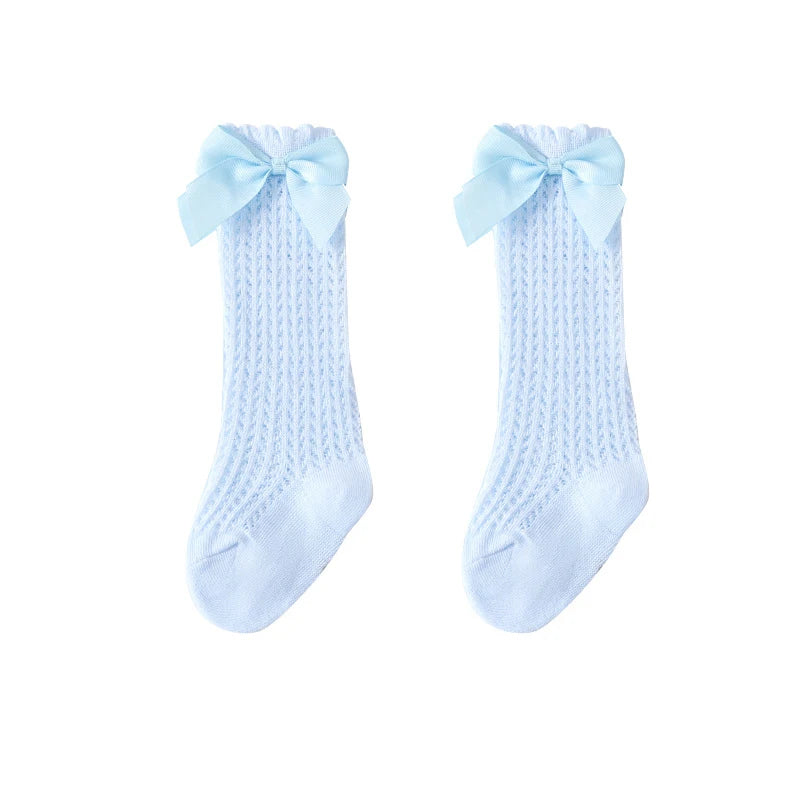 Baby Girl Bow Lace Knee High Socks | 0–24 Months Cotton