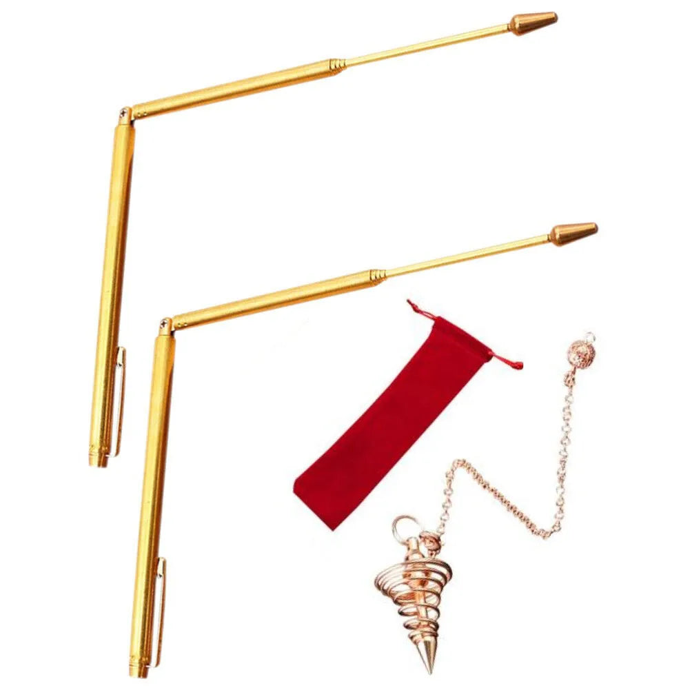 99.9% Copper Dowsing Rods & Pendulum Set – 3/4pcs