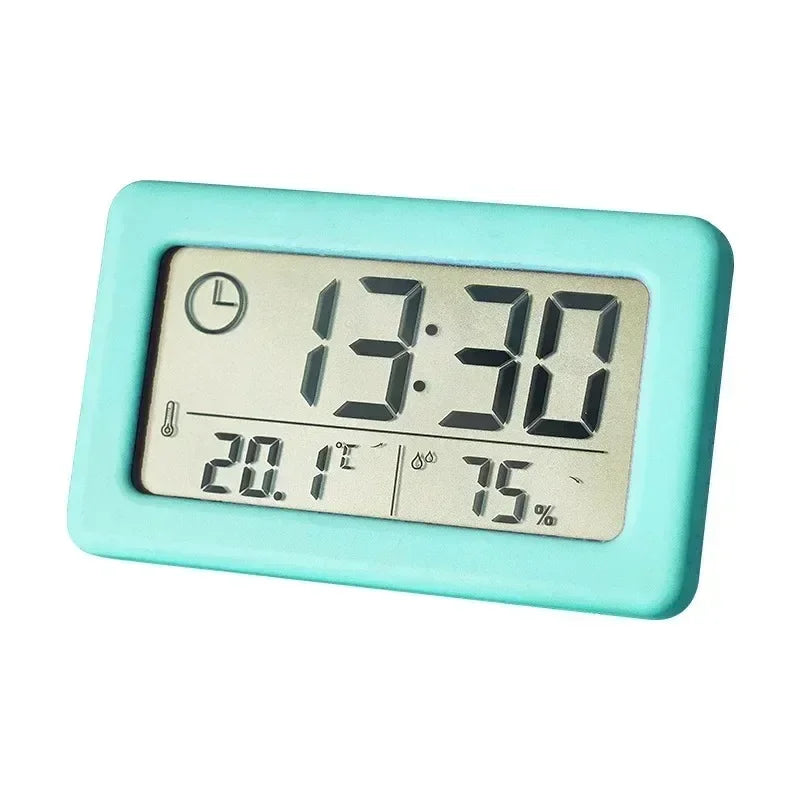 Alarm Wall Clock Portable Thermometer LED Digital Watches Mini Temperature Humidity Meter Bedside Table Decoration Clocks Home Peaceful Pleasures Health and Wellness Blue