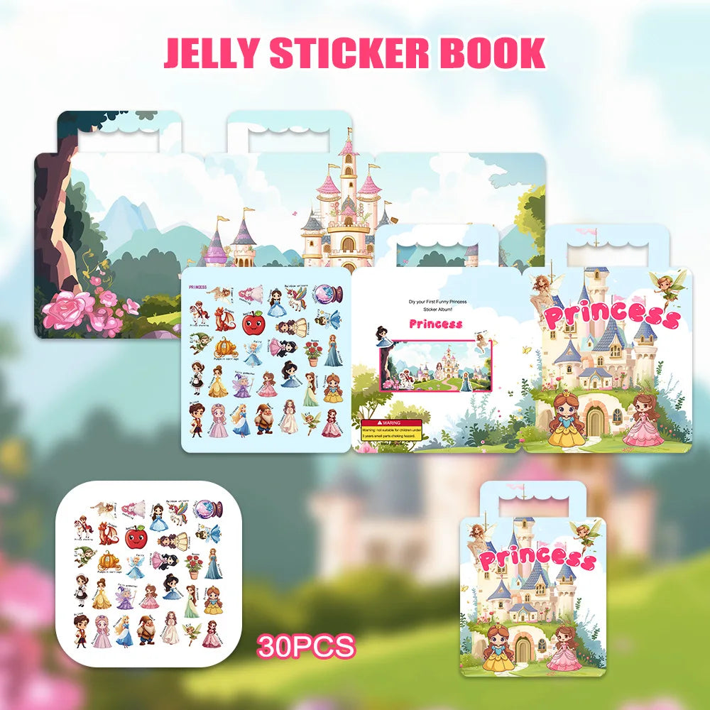 Bview Art Reusable Princess Sticker Book Girls No-cut DIY Early