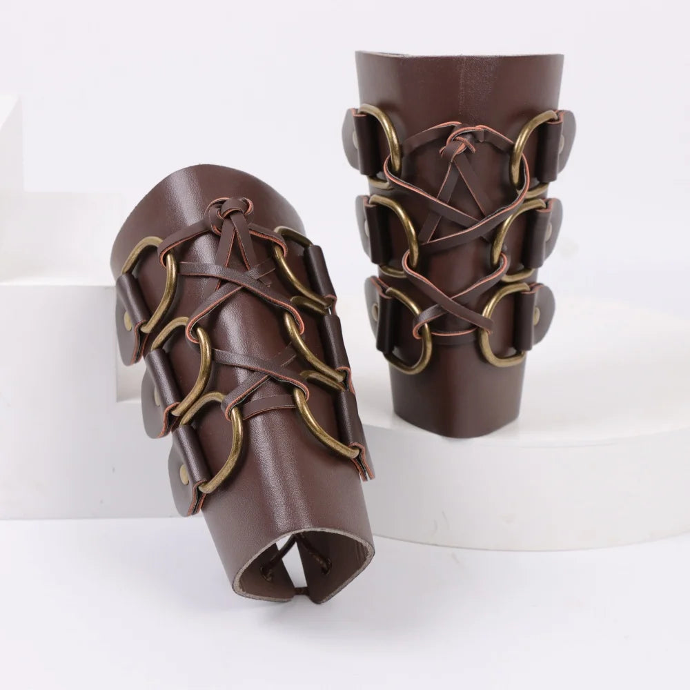 Medieval Archery Leather Long Gloves Steampunk Armor Cuff Warrior