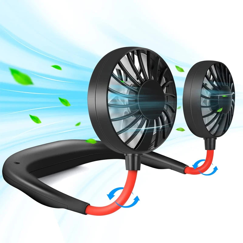 Wearable USB Charging Air Cooling Conditioner Fan Portable Neck Fan Wholesale Portable Outdoor Neck Fan Peaceful Pleasures Health and Wellness