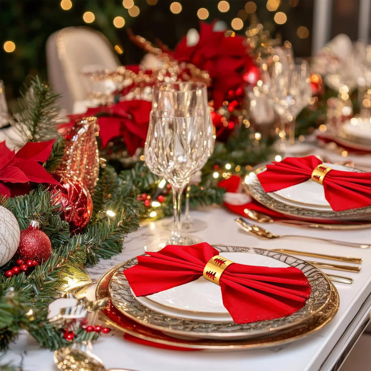 Napkin Rings Set for Christmas Winter, 6 PCS Christmas Hollow-Out Tree Rope Metal Home Table Decorations, for Kitchen Banquet Peaceful Pleasures Health and Wellness