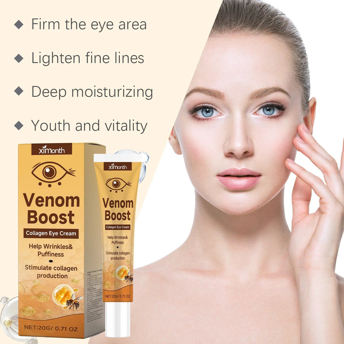 Ximonth Bee Peptide Firming Eye Cream – Dark Circle & Fine Lines