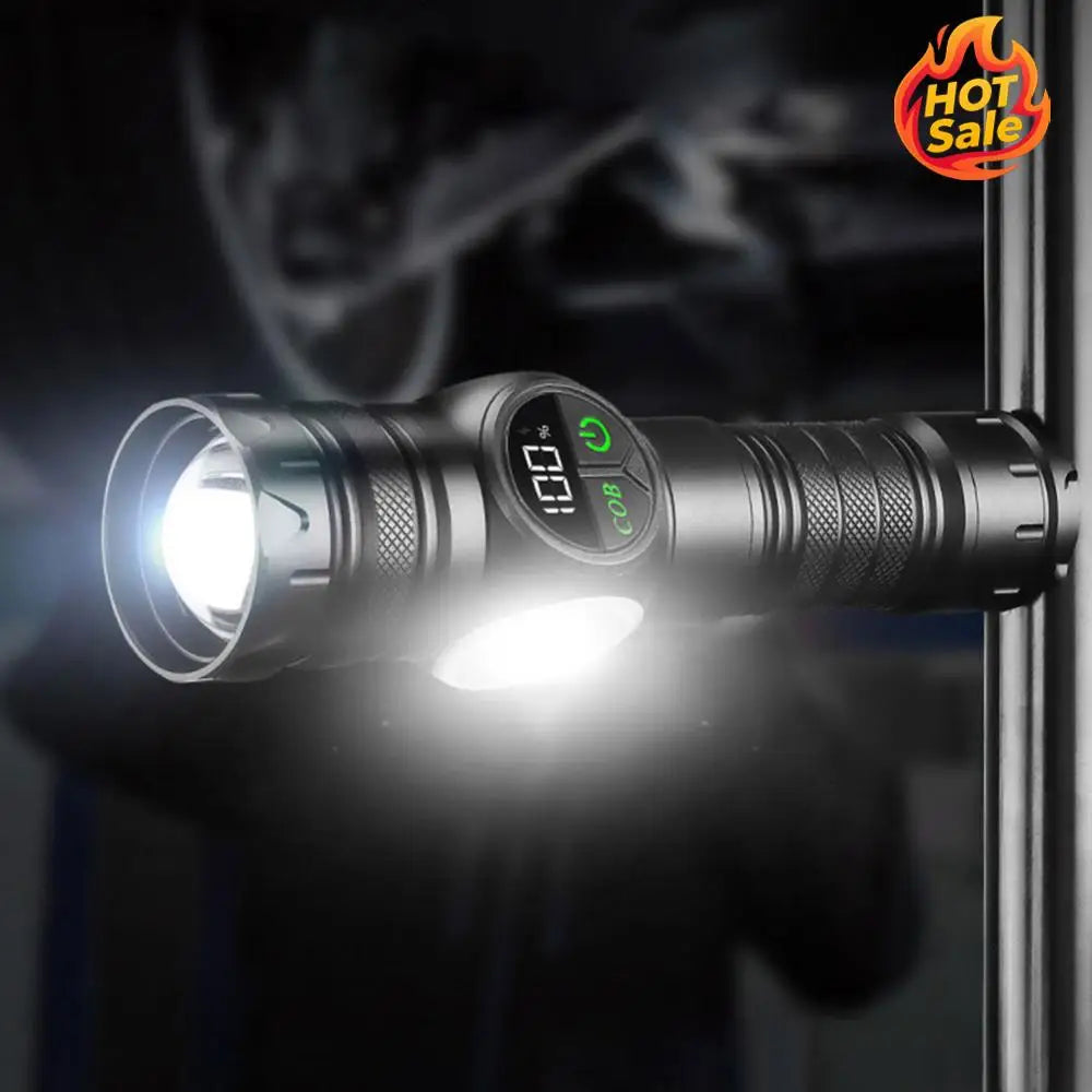 20W LED+COB Rechargeable Flashlight – Zoomable & Waterproof