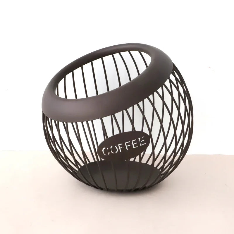 Coffee Pod Metal Holder Large Capacity Ball Shaped Holder Storage Basket Fruit Plate Drain Basket Home Kitchen Storage Basket Peaceful Pleasures Health and Wellness