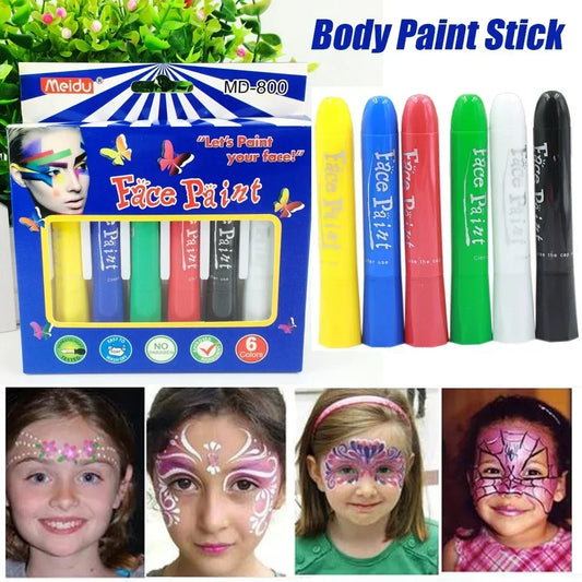 6-Color Face & Body Paint Crayon Set | Non-Toxic Glow Sticks Face & Body Paint Set Peaceful Pleasures Health and Wellness